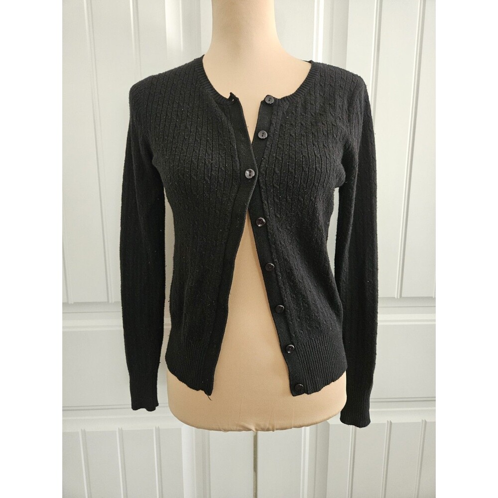 Fashion Bug Classic Black Cardigan Sweater Y2K Sz S